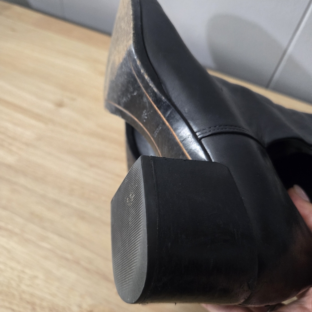 Alexander Wang Anja Black Leather Boots Womens Sz 8.5 Block Heel Buckle Closure. - Picture 13 of 14